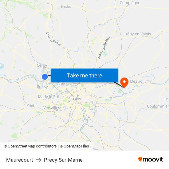 Maurecourt to Precy-Sur-Marne map