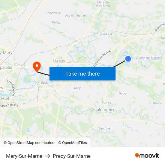 Mery-Sur-Marne to Precy-Sur-Marne map
