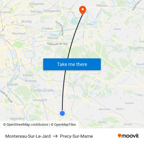 Montereau-Sur-Le-Jard to Precy-Sur-Marne map