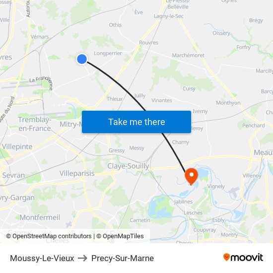 Moussy-Le-Vieux to Precy-Sur-Marne map