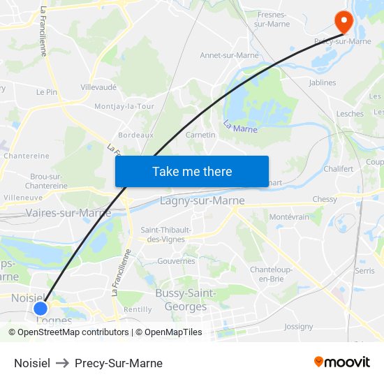 Noisiel to Precy-Sur-Marne map