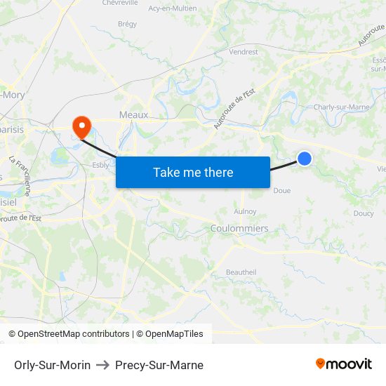 Orly-Sur-Morin to Precy-Sur-Marne map
