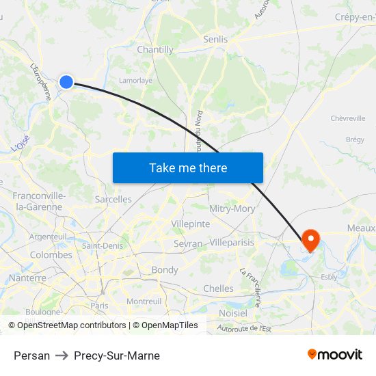 Persan to Precy-Sur-Marne map