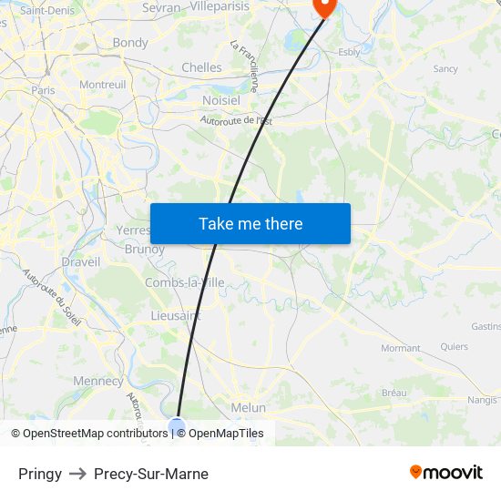 Pringy to Precy-Sur-Marne map