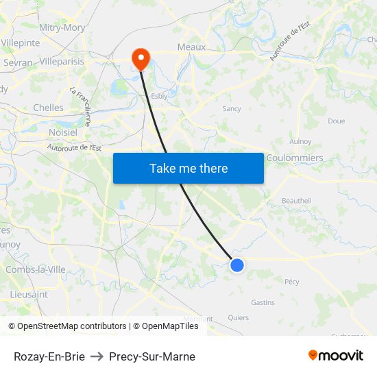 Rozay-En-Brie to Precy-Sur-Marne map