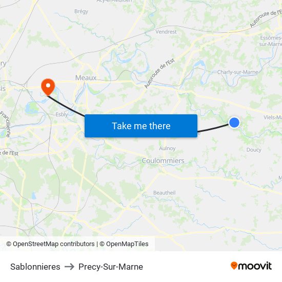 Sablonnieres to Precy-Sur-Marne map