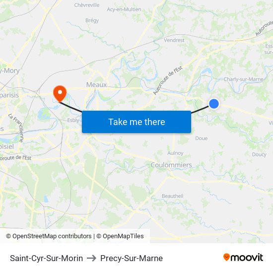 Saint-Cyr-Sur-Morin to Precy-Sur-Marne map