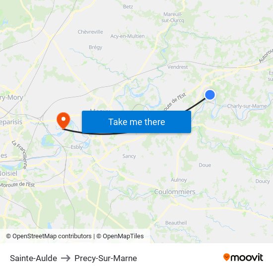 Sainte-Aulde to Precy-Sur-Marne map