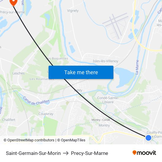 Saint-Germain-Sur-Morin to Precy-Sur-Marne map
