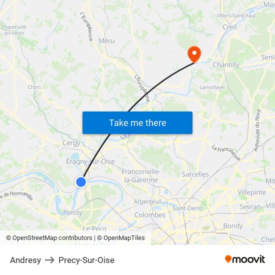 Andresy to Precy-Sur-Oise map