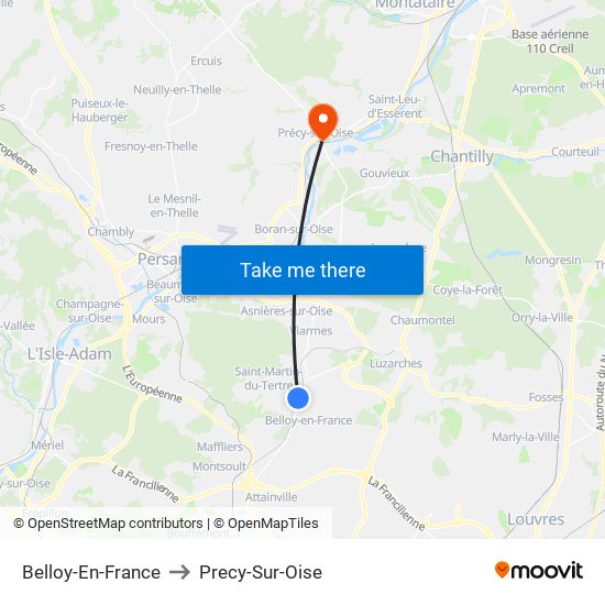 Belloy-En-France to Precy-Sur-Oise map