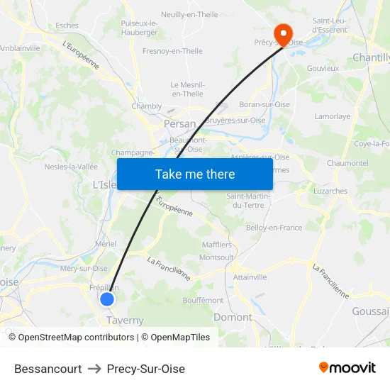 Bessancourt to Precy-Sur-Oise map