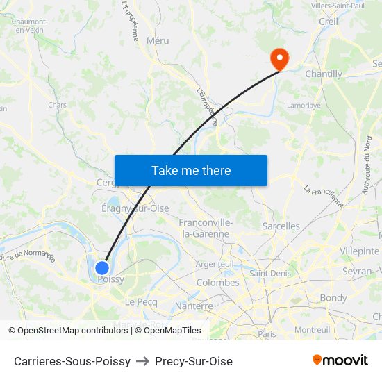 Carrieres-Sous-Poissy to Precy-Sur-Oise map