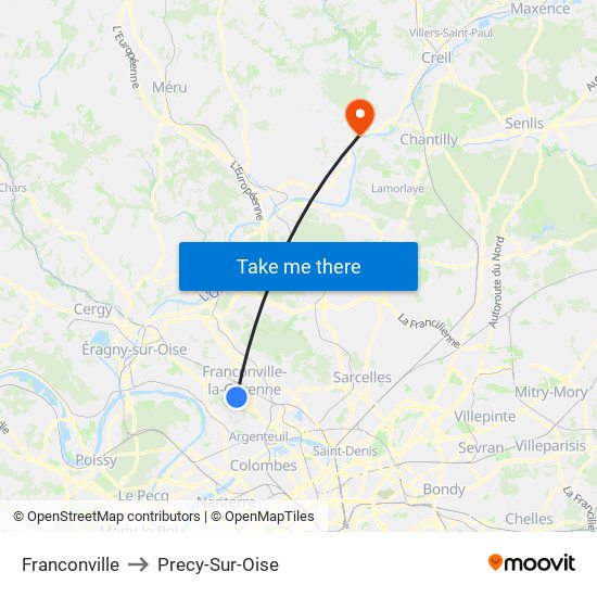 Franconville to Precy-Sur-Oise map