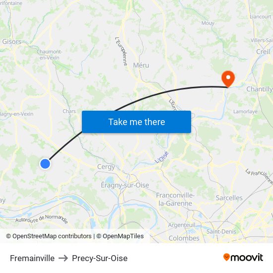 Fremainville to Precy-Sur-Oise map