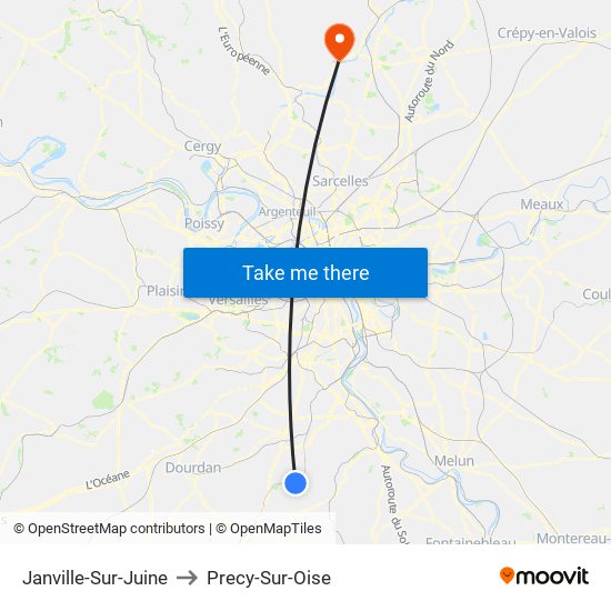 Janville-Sur-Juine to Precy-Sur-Oise map