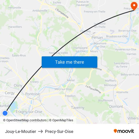 Jouy-Le-Moutier to Precy-Sur-Oise map