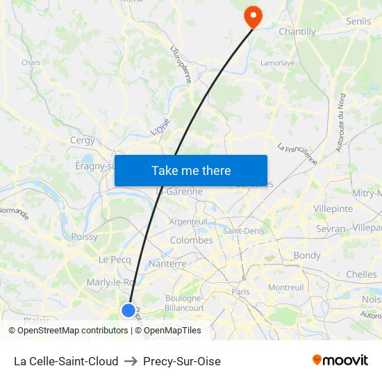 La Celle-Saint-Cloud to Precy-Sur-Oise map