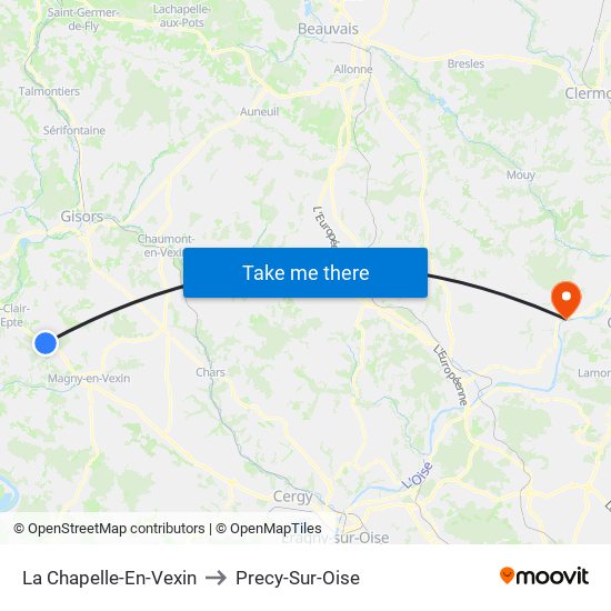 La Chapelle-En-Vexin to Precy-Sur-Oise map