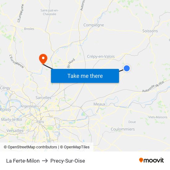 La Ferte-Milon to Precy-Sur-Oise map