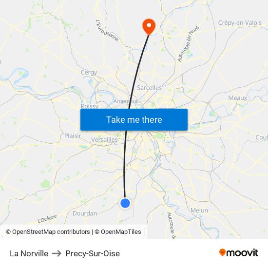 La Norville to Precy-Sur-Oise map