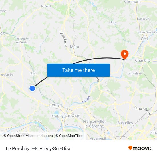 Le Perchay to Precy-Sur-Oise map