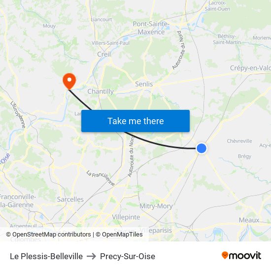 Le Plessis-Belleville to Precy-Sur-Oise map