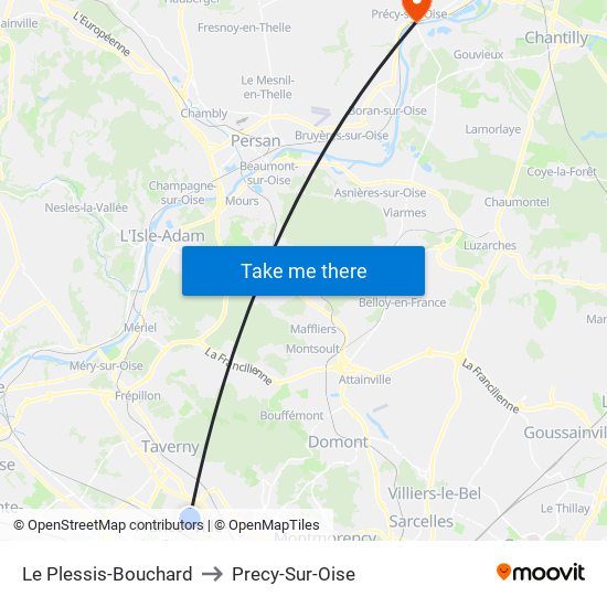 Le Plessis-Bouchard to Precy-Sur-Oise map