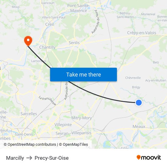 Marcilly to Precy-Sur-Oise map