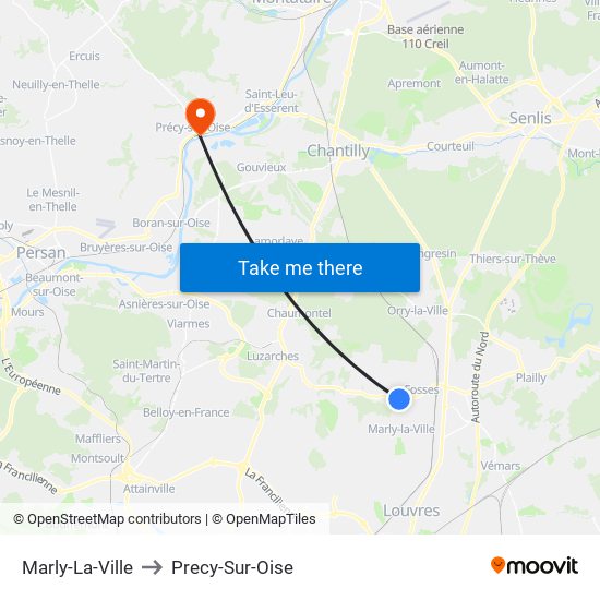Marly-La-Ville to Precy-Sur-Oise map