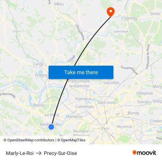 Marly-Le-Roi to Precy-Sur-Oise map