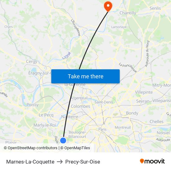 Marnes-La-Coquette to Precy-Sur-Oise map