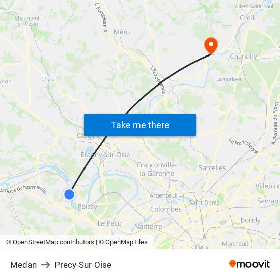 Medan to Precy-Sur-Oise map