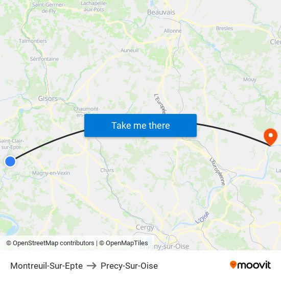 Montreuil-Sur-Epte to Precy-Sur-Oise map