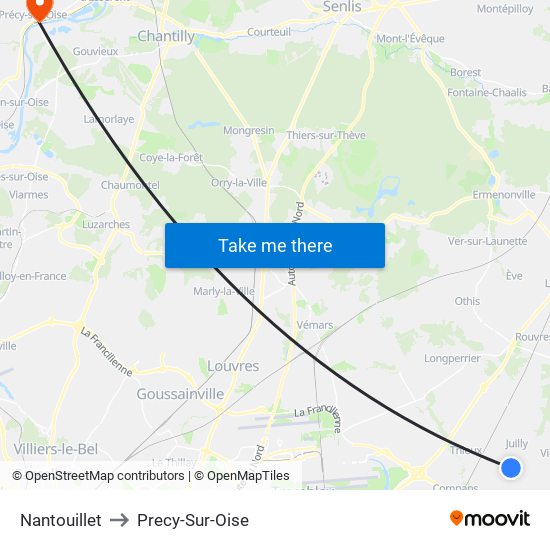 Nantouillet to Precy-Sur-Oise map