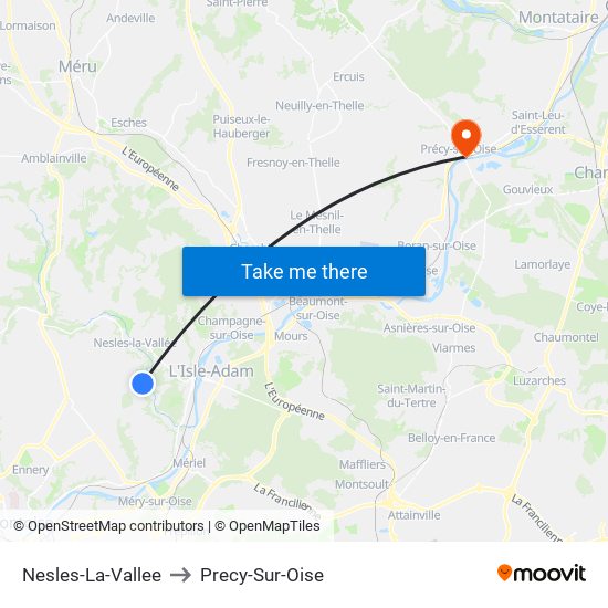 Nesles-La-Vallee to Precy-Sur-Oise map
