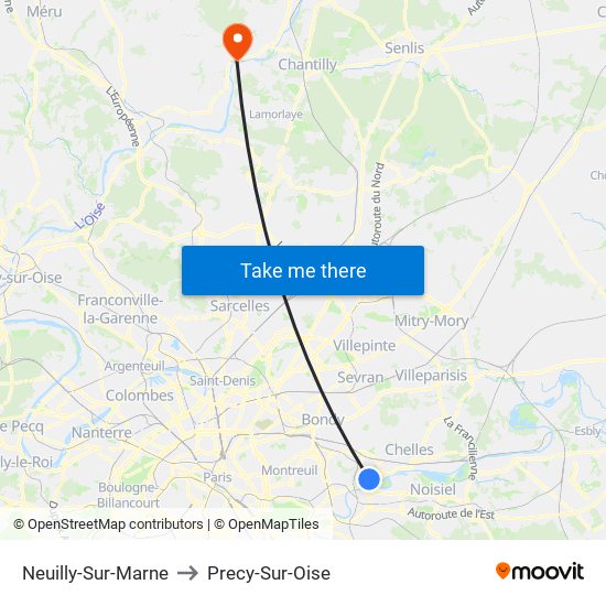 Neuilly-Sur-Marne to Precy-Sur-Oise map