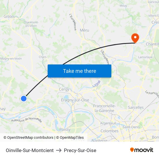 Oinville-Sur-Montcient to Precy-Sur-Oise map