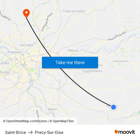 Saint-Brice to Precy-Sur-Oise map