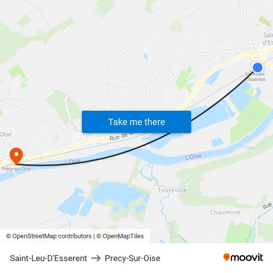 Saint-Leu-D'Esserent to Precy-Sur-Oise map