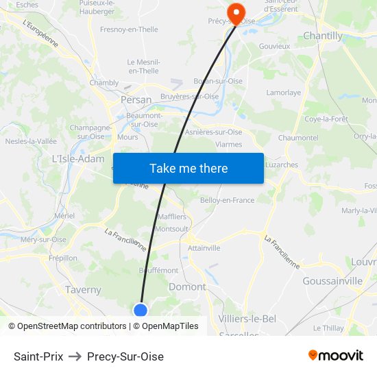 Saint-Prix to Precy-Sur-Oise map
