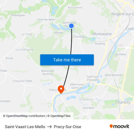Saint-Vaast-Les-Mello to Precy-Sur-Oise map