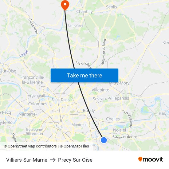 Villiers-Sur-Marne to Precy-Sur-Oise map