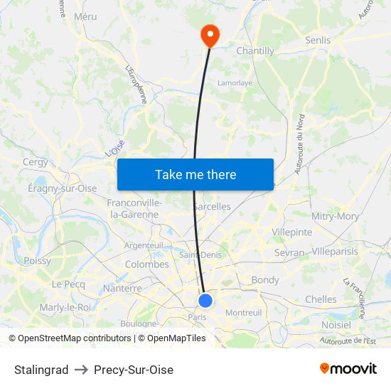 Stalingrad to Precy-Sur-Oise map