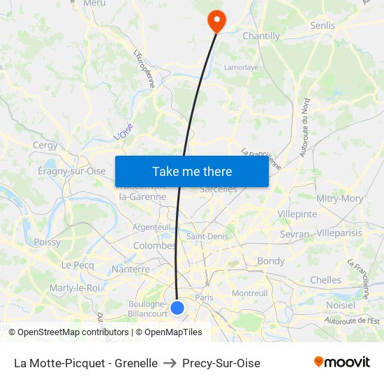 La Motte-Picquet - Grenelle to Precy-Sur-Oise map