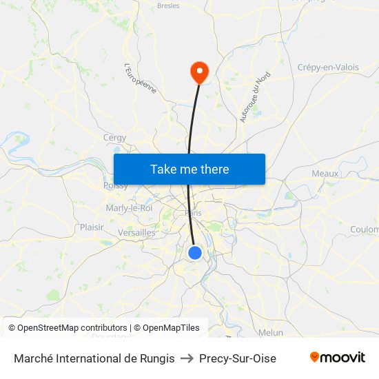 Marché International de Rungis to Precy-Sur-Oise map