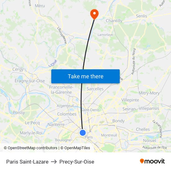Paris Saint-Lazare to Precy-Sur-Oise map