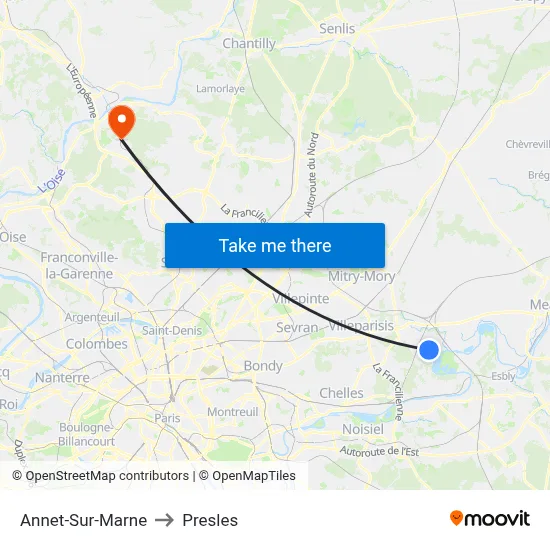 Annet-Sur-Marne to Presles map