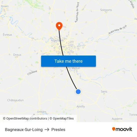 Bagneaux-Sur-Loing to Presles map