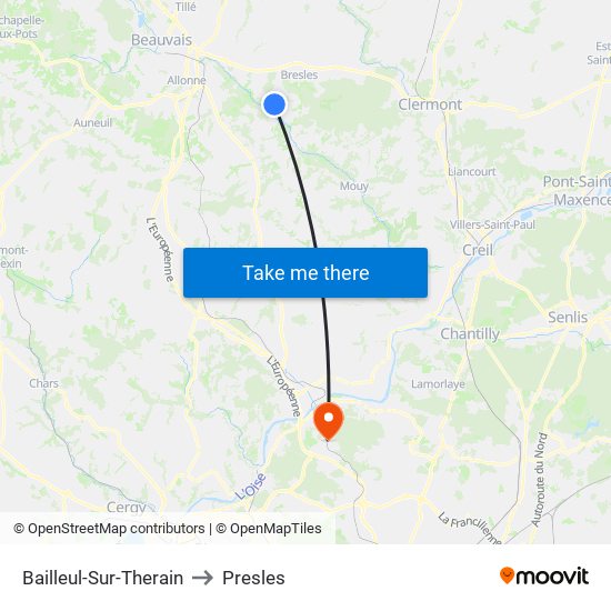 Bailleul-Sur-Therain to Presles map